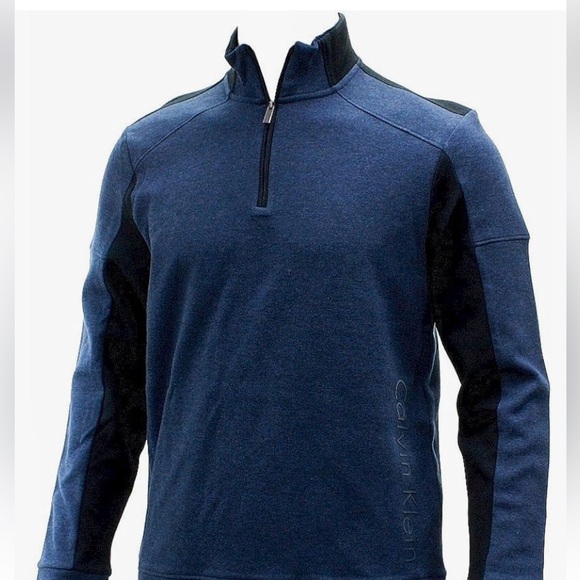 Calvin Klein Men's Long Sleeve Q-Zip Color Blocked Double Knit Pull Over, Large - Picture 8 of 9